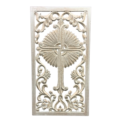 Gaelic Cross Wall Grill-Whitewash 